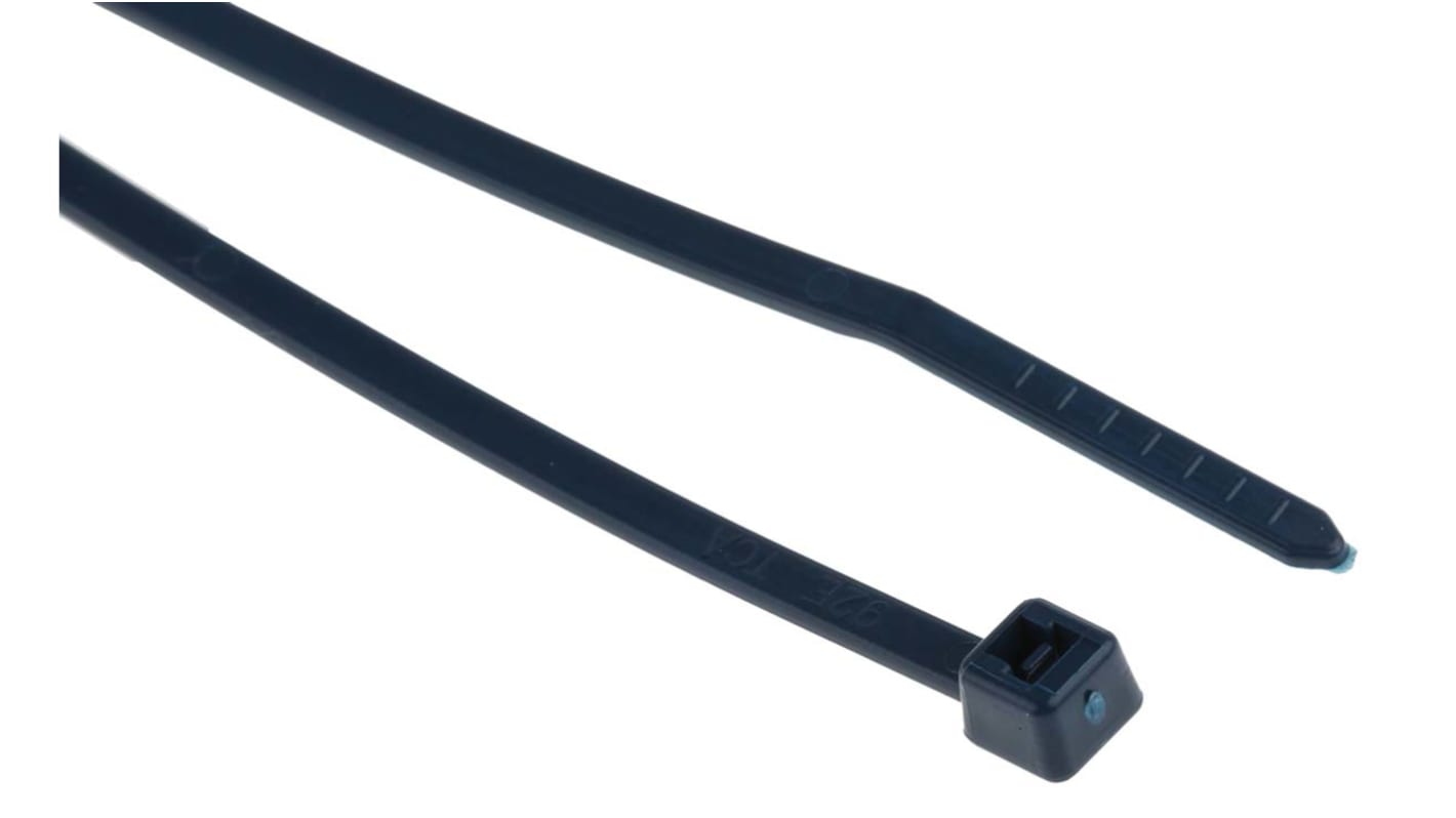 HellermannTyton Cable Tie, 100mm x 2.5 mm, Blue Metal Detectable, Pk-100