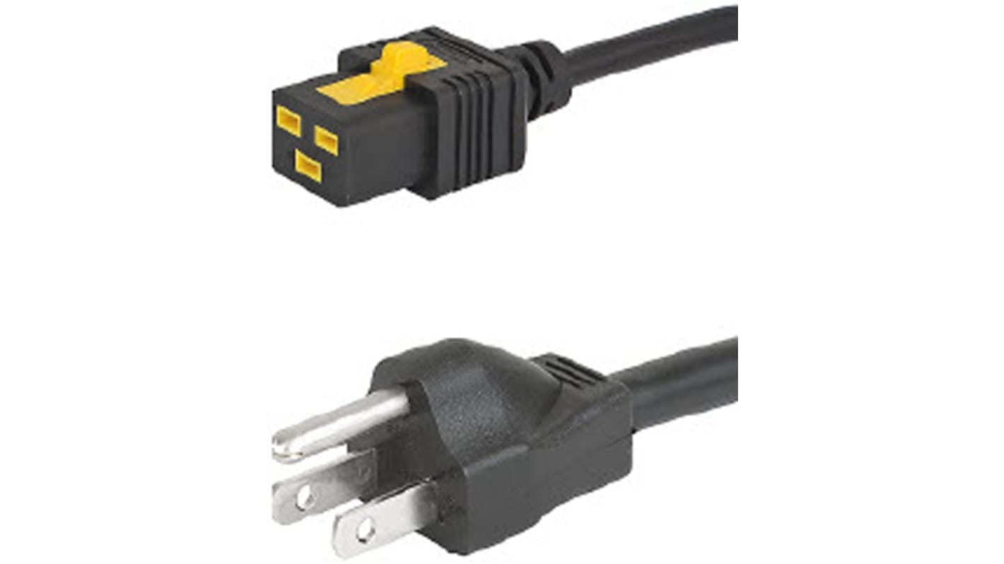 Cable de alimentación Schurter, con. A IEC C19, hembra, con. B Conector macho tipo B para EE. UU., macho, 125 V, 250 V.