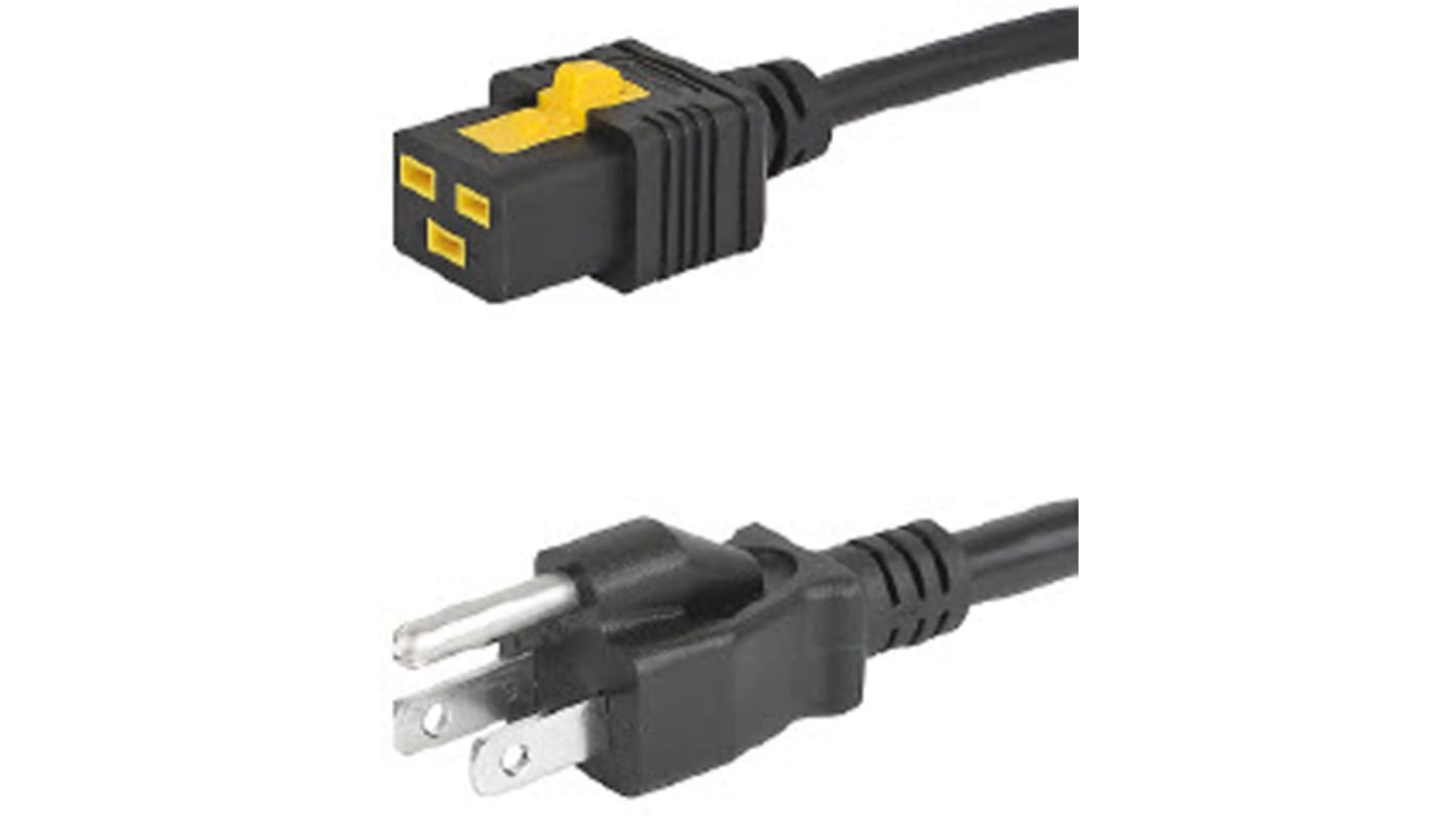 Napájecí kabel 2m, Černá, A: IEC C19, B: Japonská zástrčka typu B, 16 A, 125 V AC (CSA), 125 V AC (UL), 250 V AC (IEC)