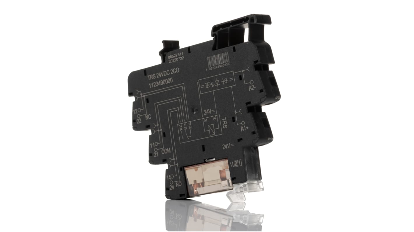 Weidmüller TRS Series Interface Relay, DIN Rail Mount, 24V Coil, DPDT, 2-Pole