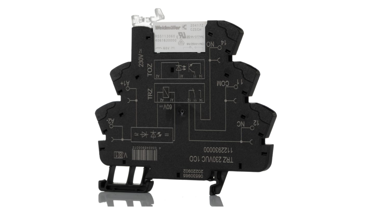 Weidmuller TRZ Interface Relais, 24V ac/dc / 230V ac/dc 230V, 1-poliger Wechsler DIN-Schienen 250V ac