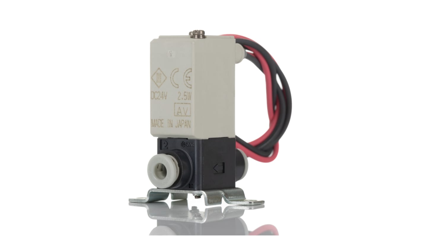 SMC 2/2 Pneumatic Solenoid Valve - Solenoid/Spring Push In 4 mm VDW Series 24V dc