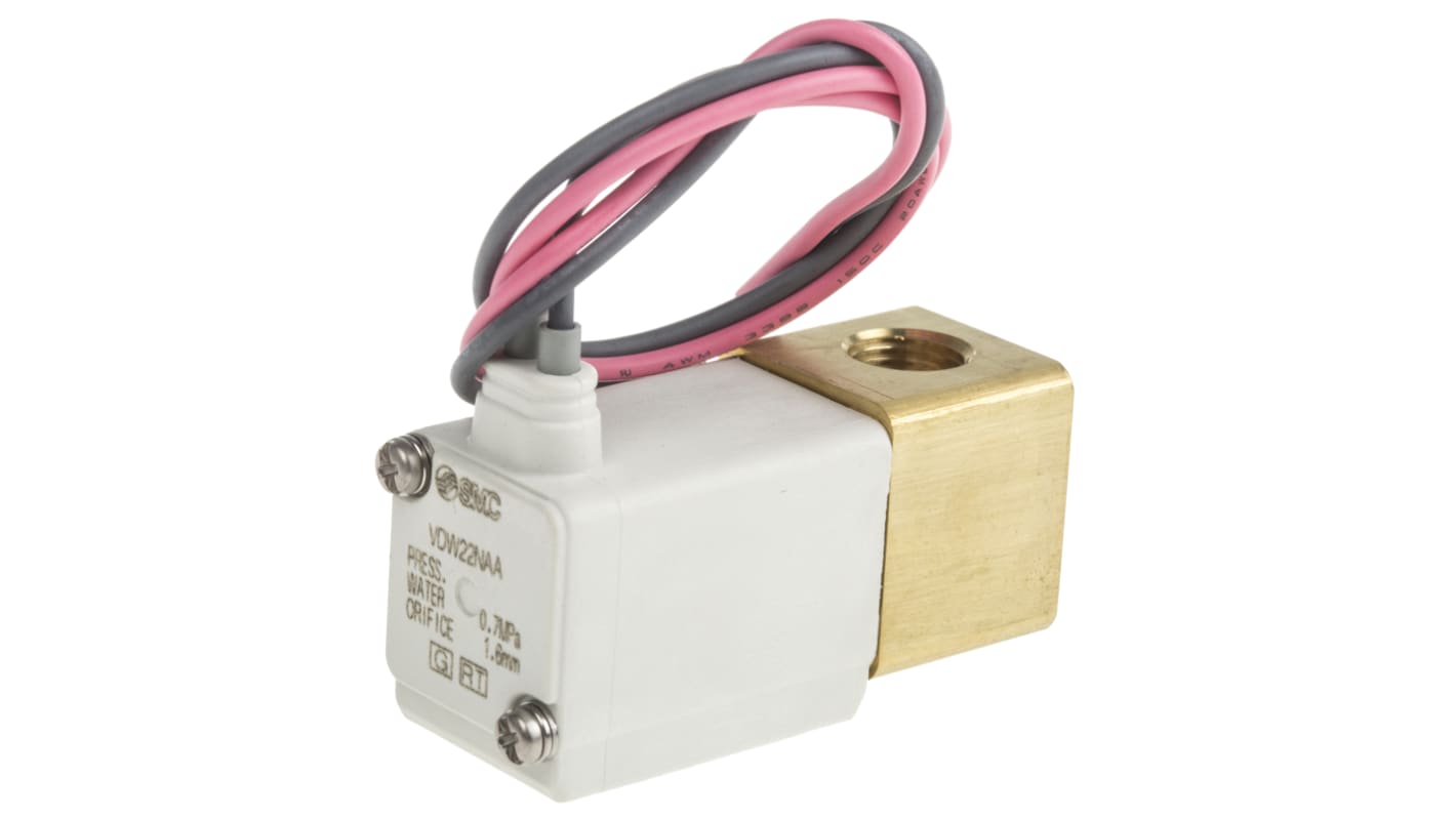 Electrodistributeur pneumatique SMC serie VDW fonction 2/2, Bobine/Ressort, G 1/8, 24V c.c.