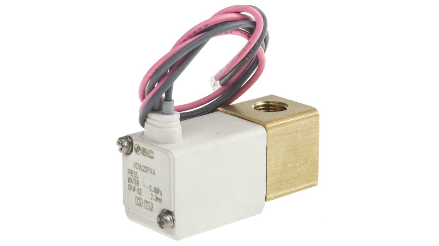 Elettrovalvole per pneumatica SMC, G 1/8, funzione 2/2, azionamento Solenoide/Molla, 24V cc