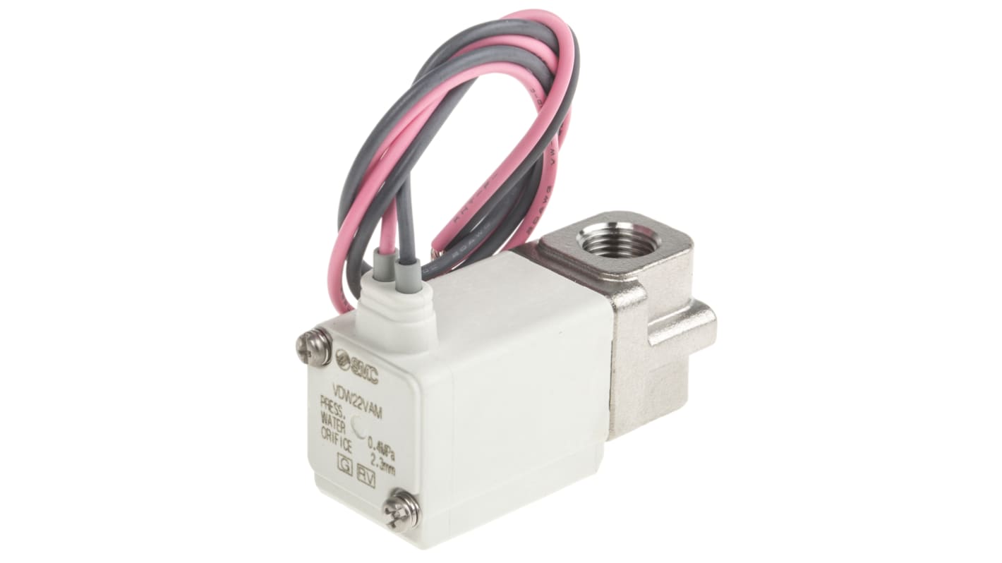 Elettrovalvole per pneumatica SMC, G 1/8, funzione 2/2, azionamento Solenoide/Molla, 24V cc