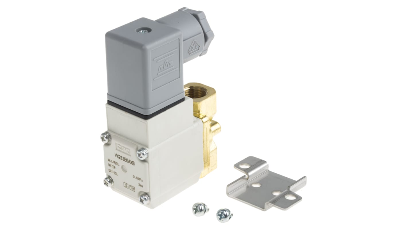 Elettrovalvole per pneumatica SMC, G 1/4, funzione 2/2, azionamento Solenoide/Molla, 24V cc