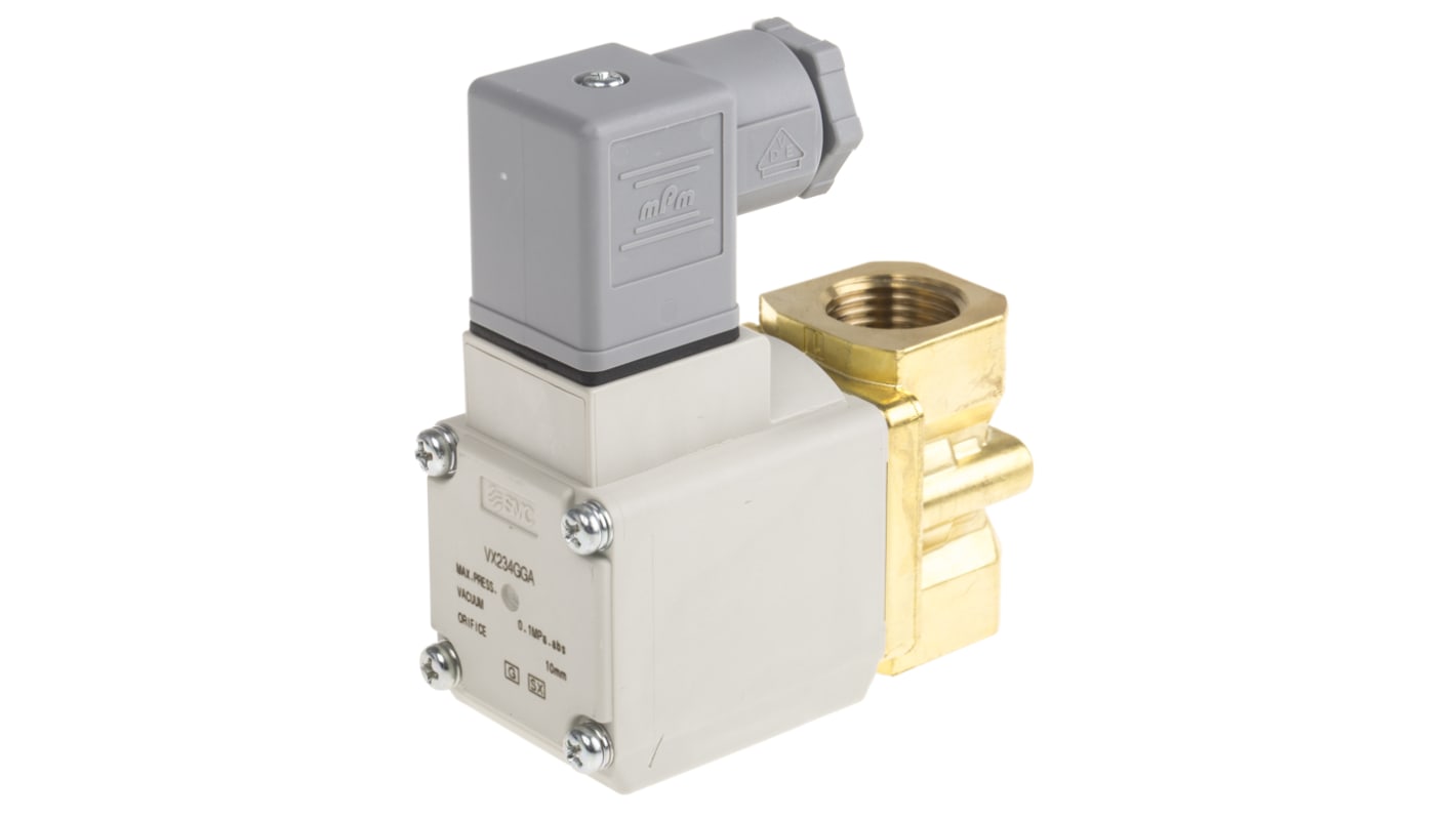 Electrodistributeur pneumatique SMC serie VX23 fonction 2/2, Bobine/Ressort, G 1/2, 24V c.c.