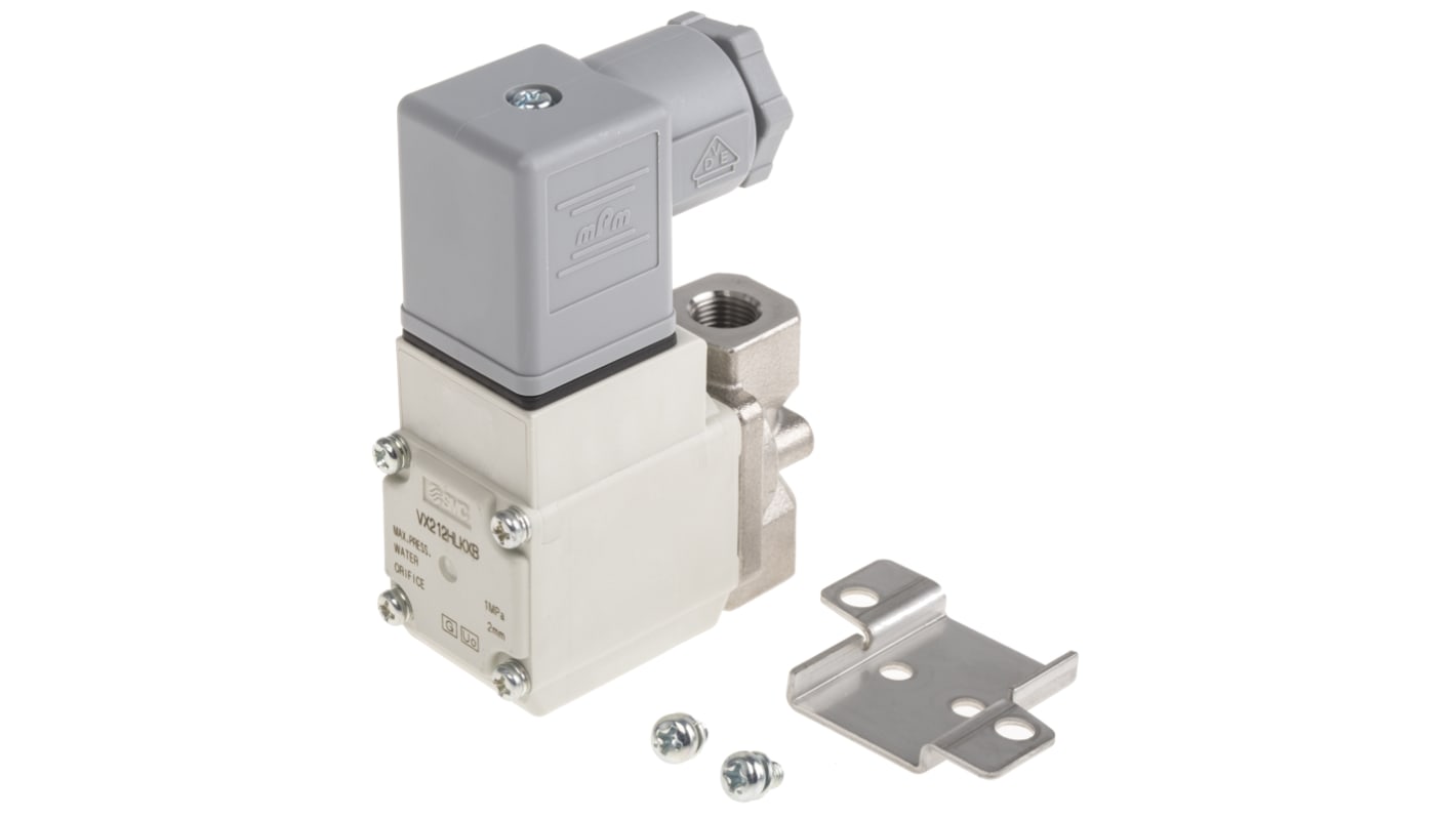 Electroválvula neumática SMC, Serie VX21, Rosca G 1/8, Función 2/2, Solenoide/Resorte