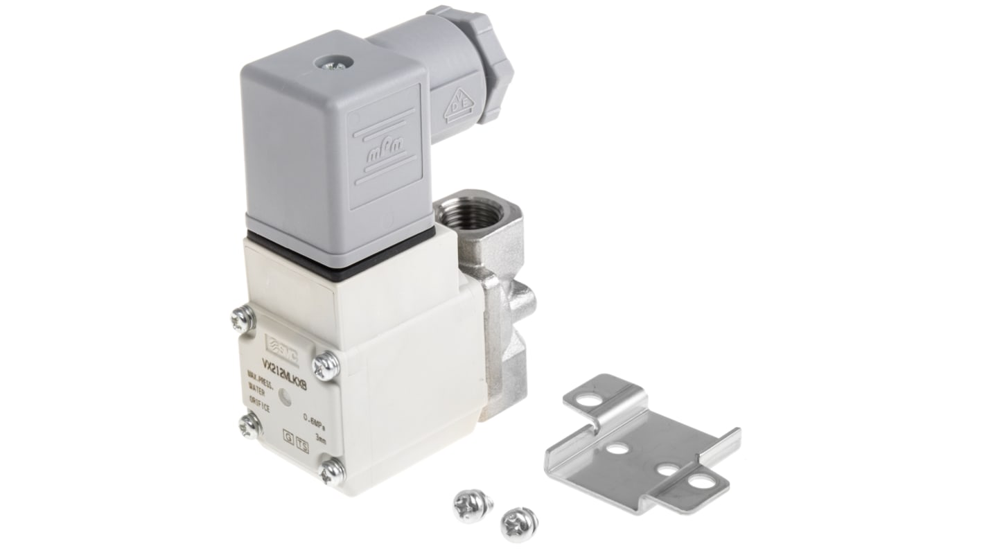 Electroválvula neumática SMC, Serie VX21, Rosca G 1/4, Función 2/2, Solenoide/Resorte