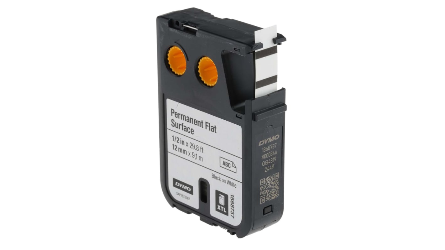 1868737 Dymo XTL Black on White Label Printer Tape, 12 mm Width RS