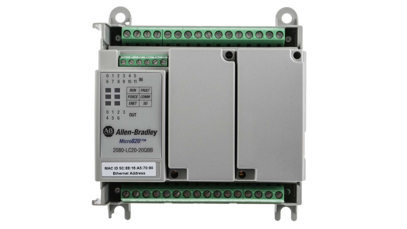 Controlador lógico Allen Bradley Micro820, 12 entradas tipo Analógica, dc, 8 salidas tipo Relé, comunicación Ethernet