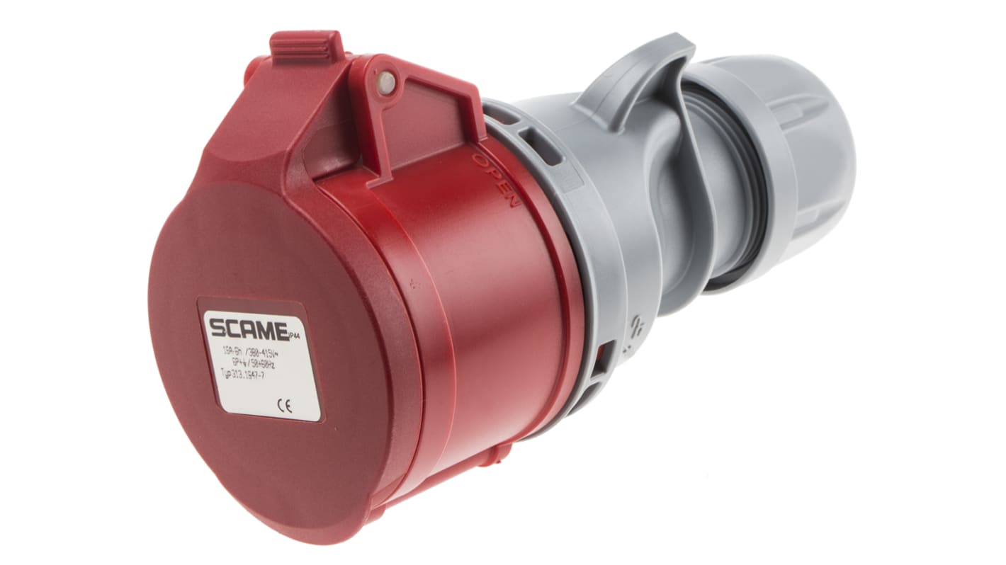 Scame, Optima Seven IP44 Red Cable Mount 6P + E Industrial Power Socket, Rated At 16A, 415 V