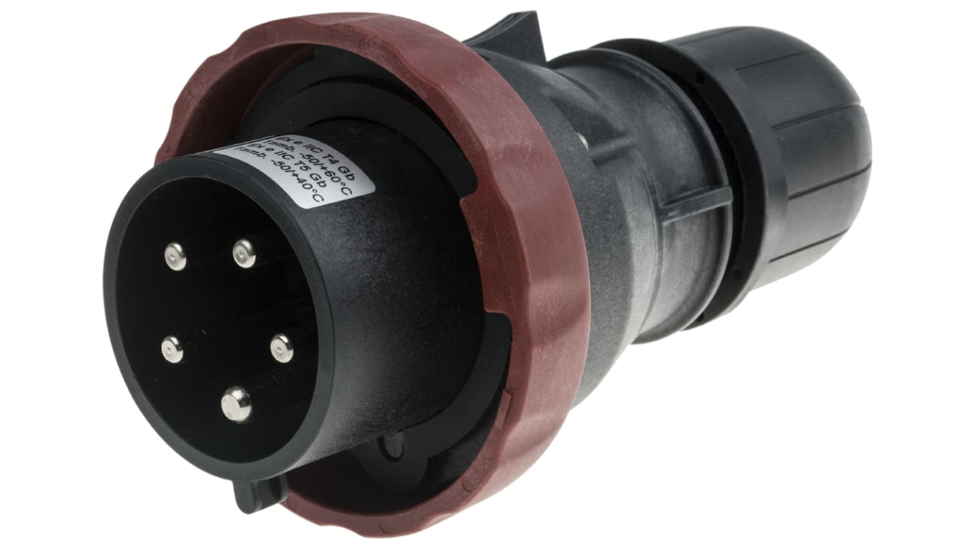 Scame IP66 Red Cable Mount 3P + N + E Power Connector Plug ATEX, IECEx, Rated At 32A, 346 → 415 V