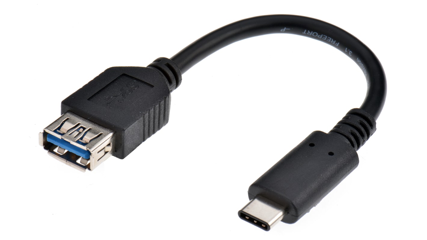 Cable USB RS PRO, long. 150mm, color Negro