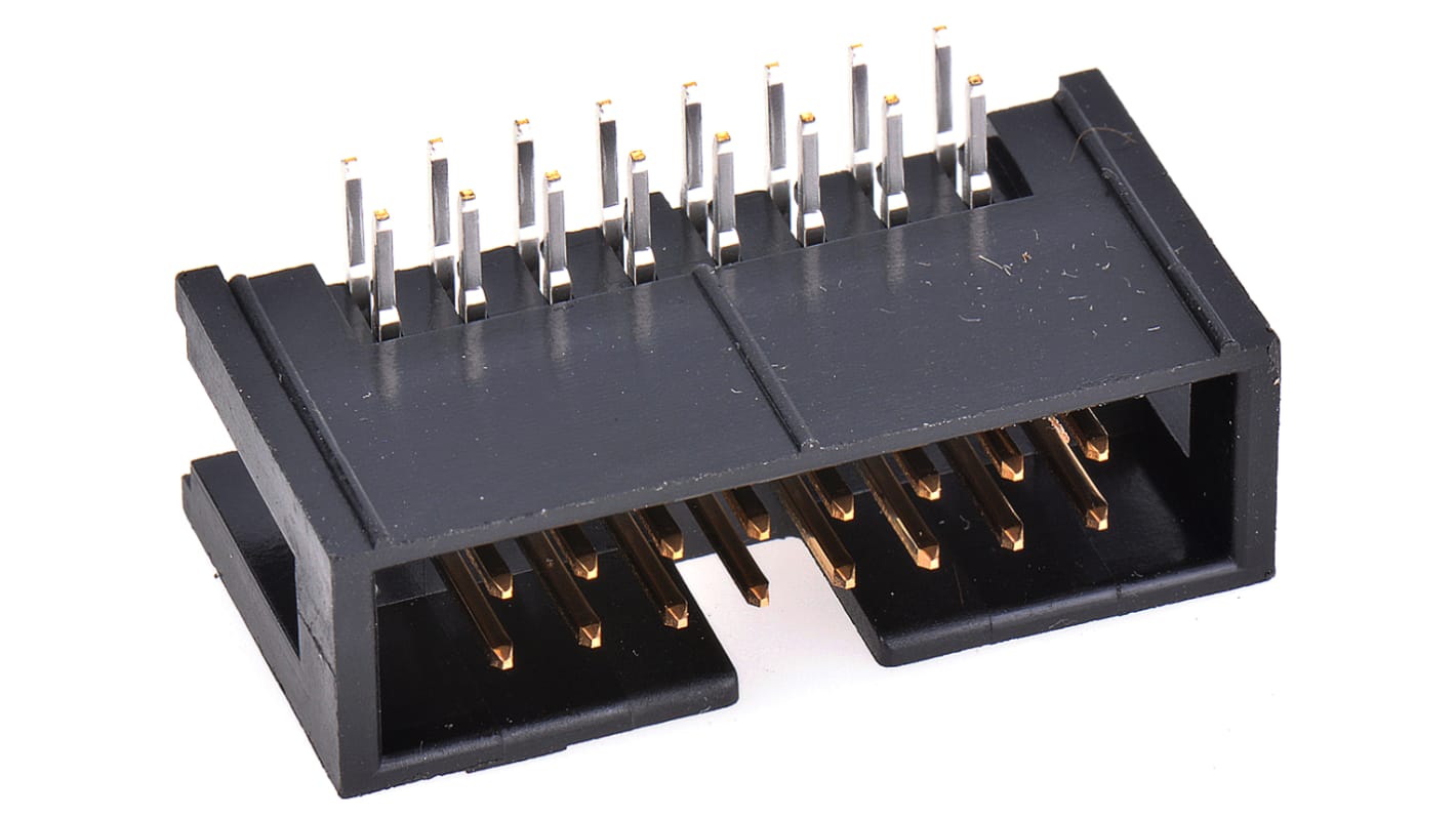 Hirose HIF3F Series Right Angle Through Hole PCB Header, 16 Contact(s), 2.54mm Pitch, 2 Row(s), Shrouded