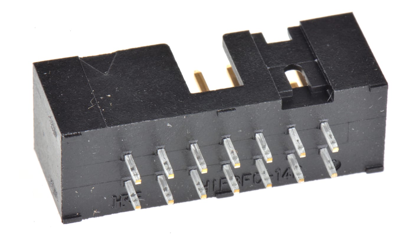 Hirose HIF3FC Series Straight Through Hole PCB Header, 14 Contact(s), 2.54mm Pitch, 2 Row(s), Shrouded