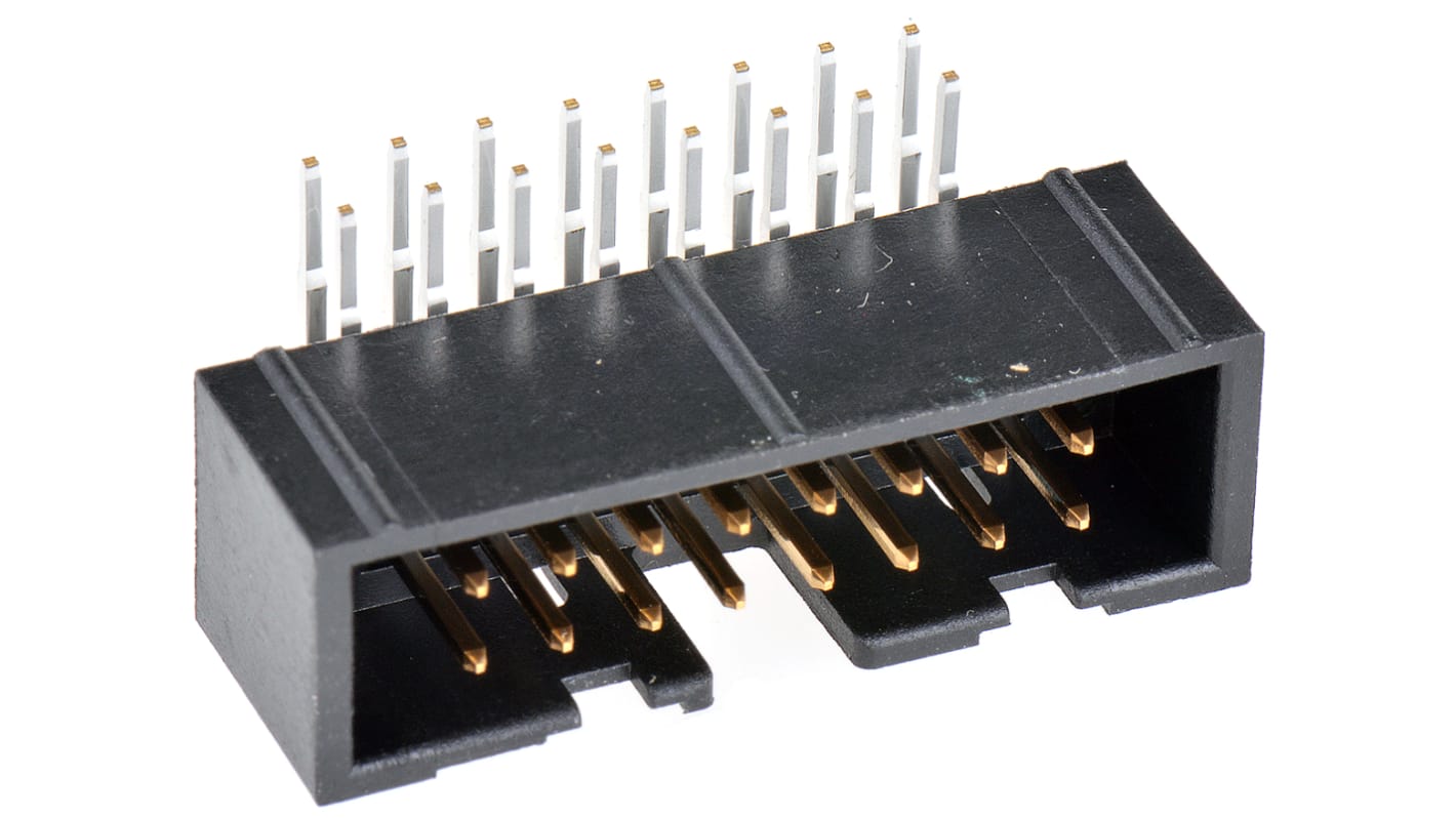 Conector macho para PCB Ángulo de 90° Hirose serie HIF3FC de 16 vías, 2 filas, paso 2.54mm, para soldar, Orificio