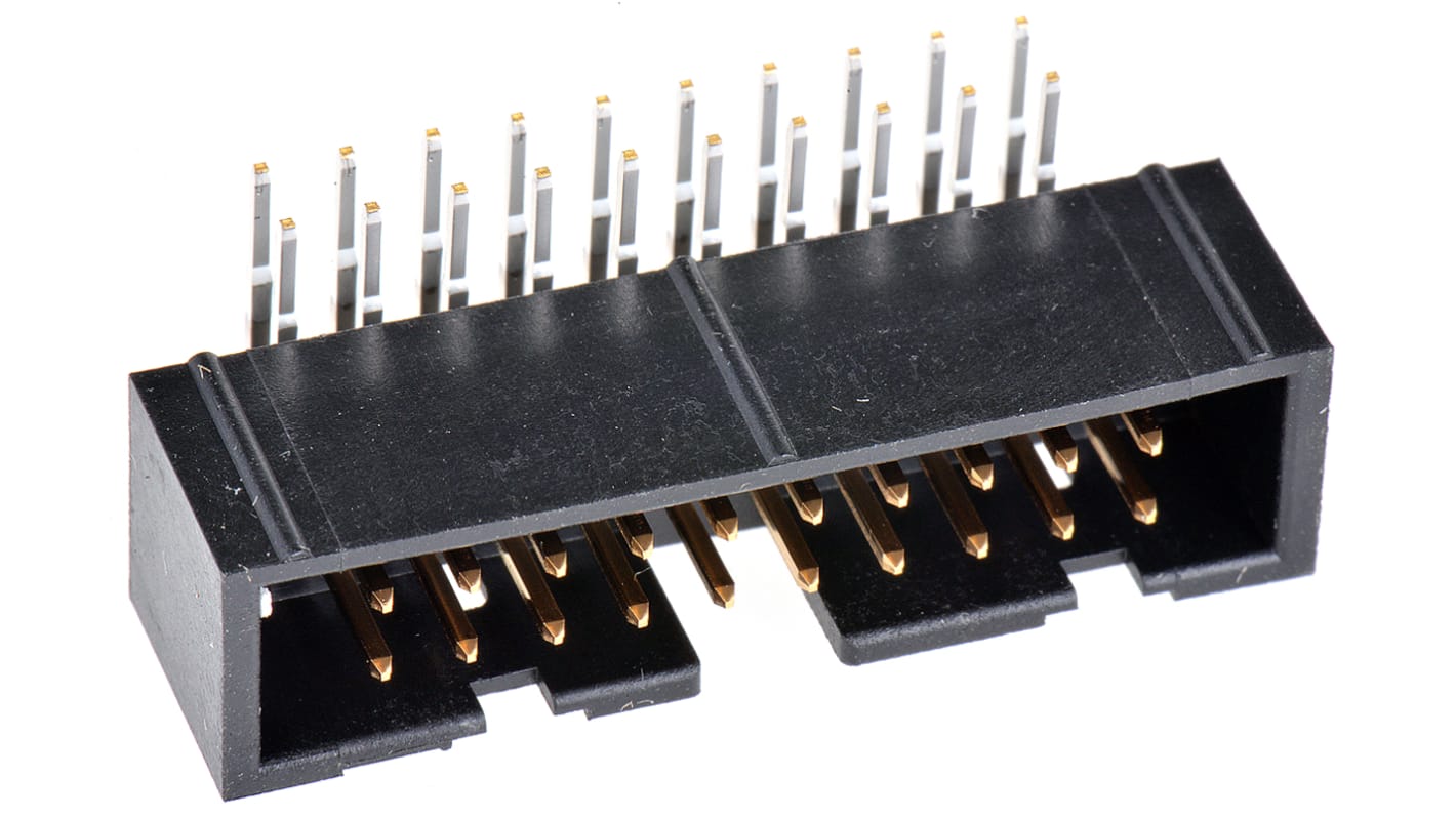 Conector macho para PCB Ángulo de 90° Hirose serie HIF3FC de 20 vías, 2 filas, paso 2.54mm, para soldar, Orificio