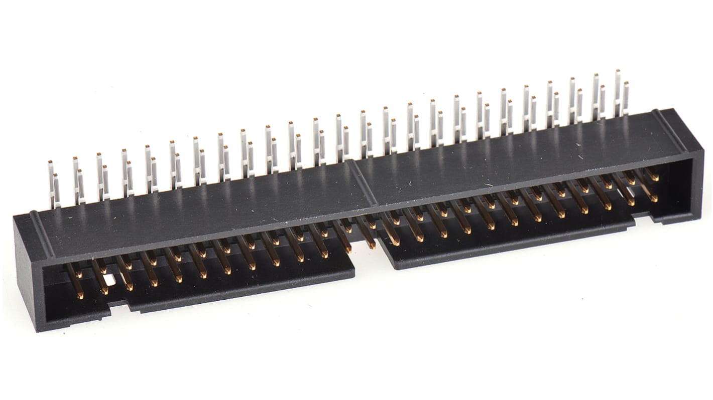 Hirose HIF3FC Series Right Angle Through Hole PCB Header, 50 Contact(s), 2.54mm Pitch, 2 Row(s), Shrouded