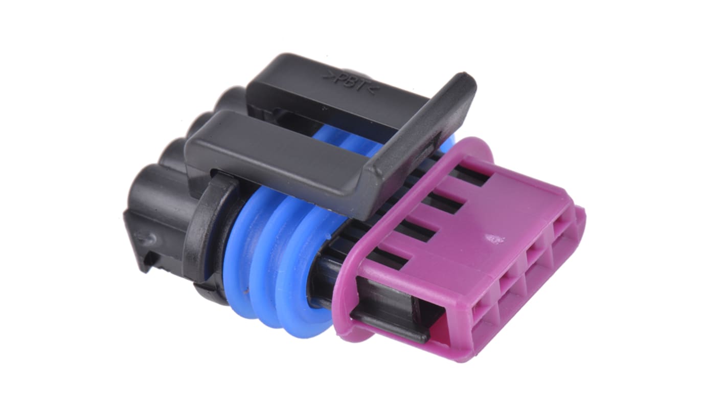 Conector de automoción Delphi GT 150 Hembra de 4 vías en 1 fila, 15A, terminación: Crimpado