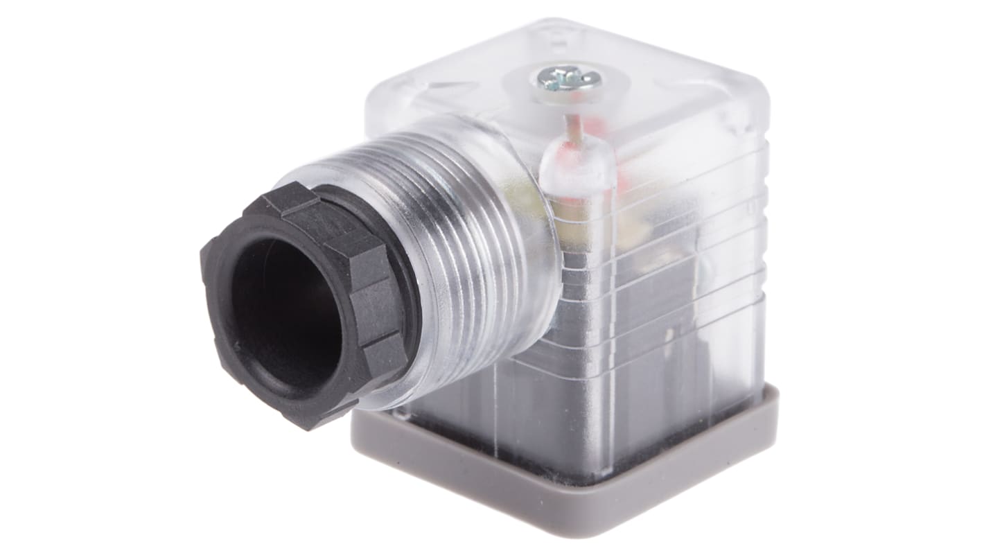 RS PRO 3P+E DIN 43650 A, Female Solenoid Connector,  with Indicator Light, 24 V dc Voltage