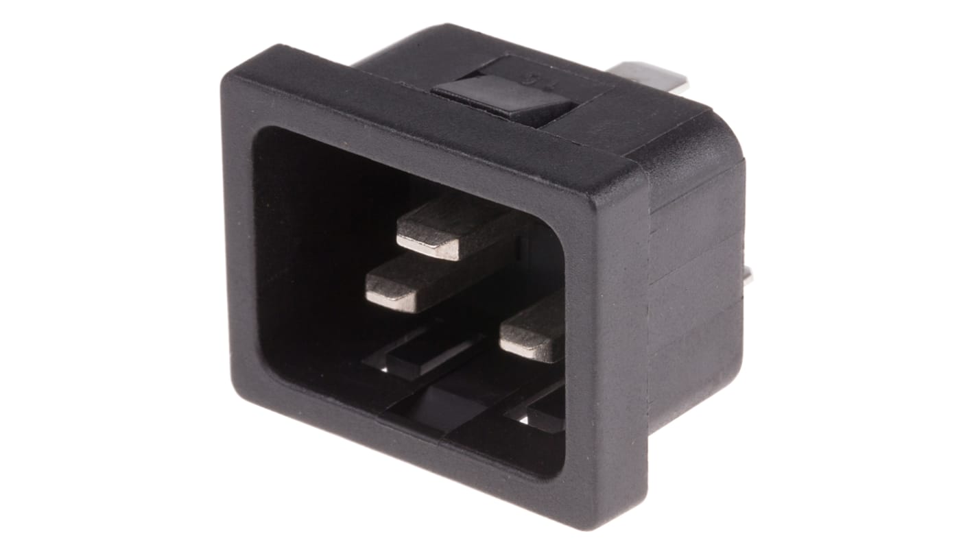 Conector IEC macho RS PRO, , Encaje a Presión, 250 V, 20A