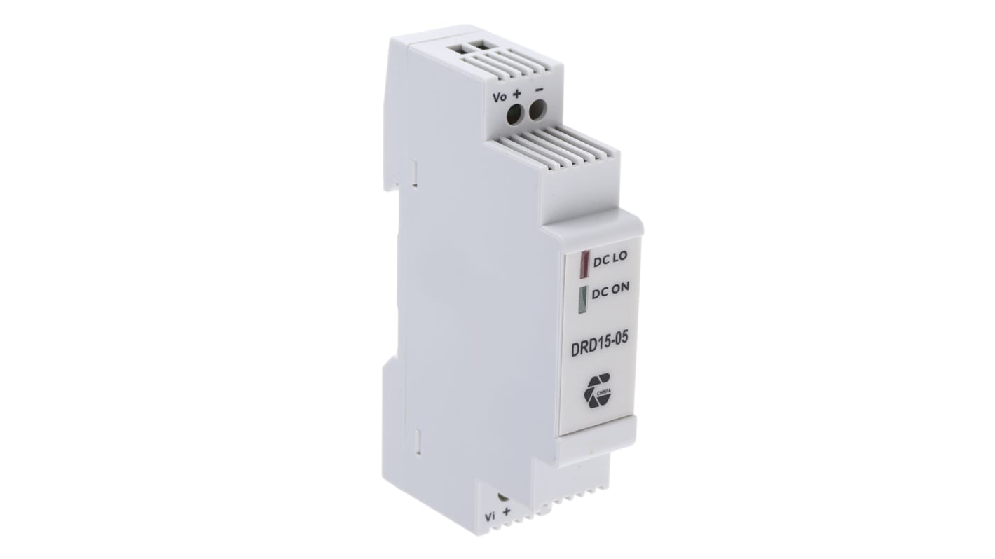 Convertisseur DC-DC Chinfa, DRD15, Montage rail DIN, 13.5W, 1 sortie, 5V c.c., 2.7A