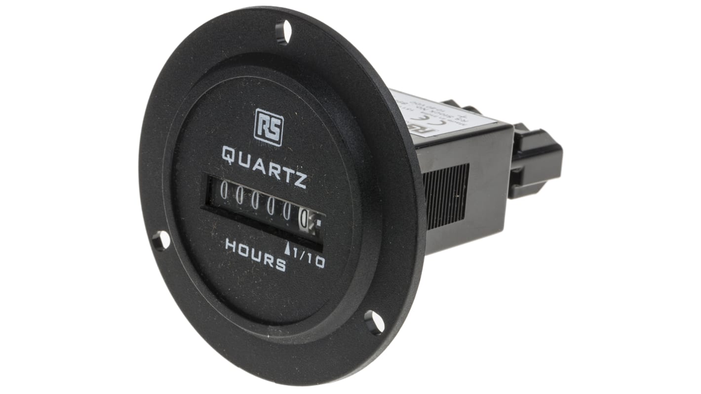 RS PRO Hour Meter Counter, 6 Digit, 50Hz, 10 → 80 V dc