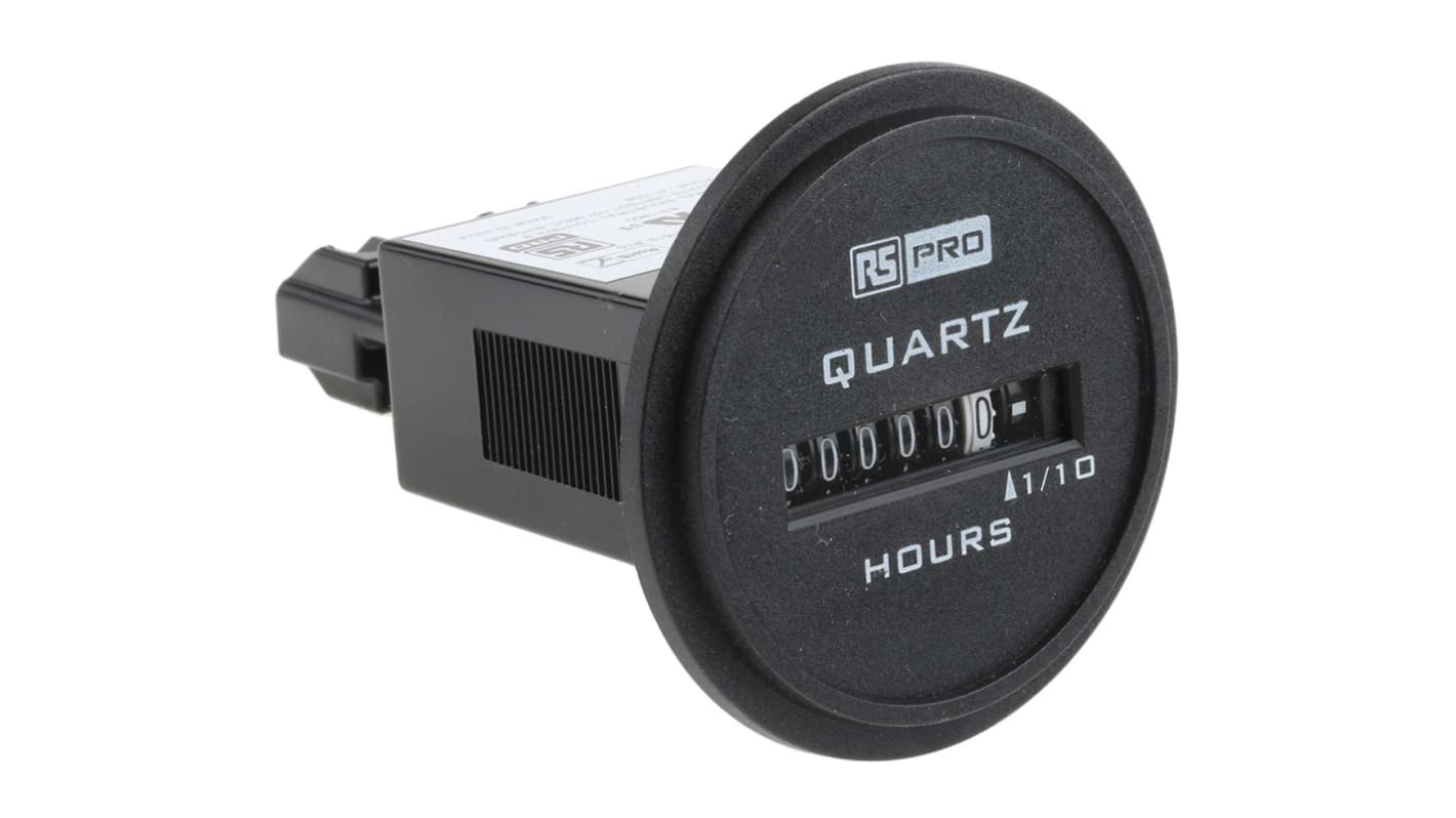 RS PRO Hour Meter Counter, 6 Digit, 50Hz, 10 → 80 V dc