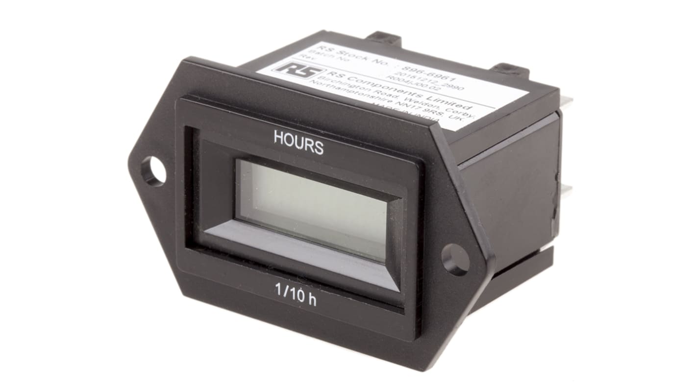 RS PRO Hour Meter Counter, 6 Digit, 50Hz, 12 → 48 V ac/dc RS