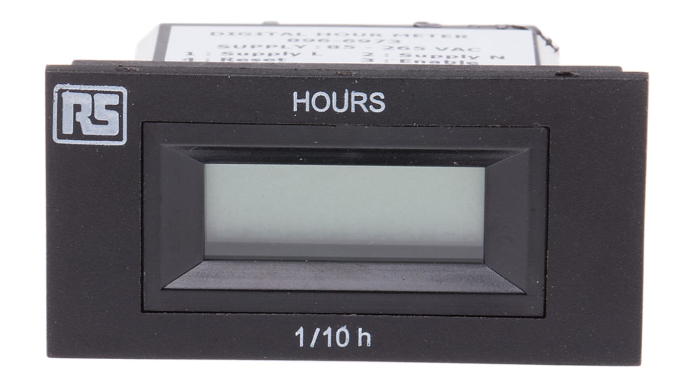 Compteur RS PRO Heures 85→265 V c.a. LCD 6 digits