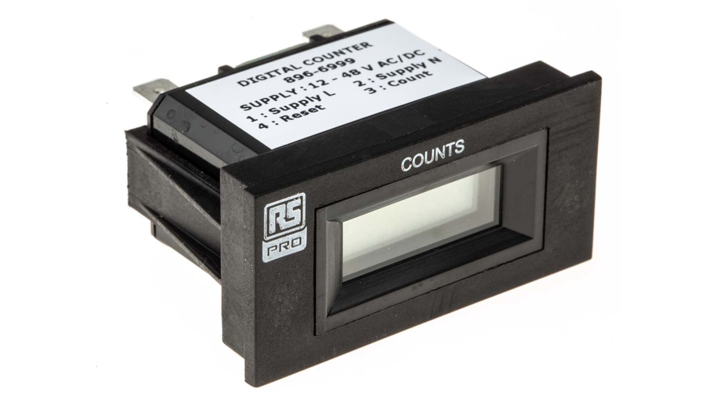 Compteur RS PRO Impulsion 12 → 48 V c.a./c.c. LCD 6 digits