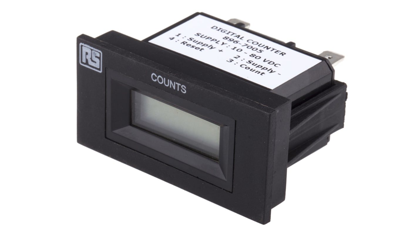 Compteur RS PRO Impulsion 10→80 V c.c. LCD 6 digits