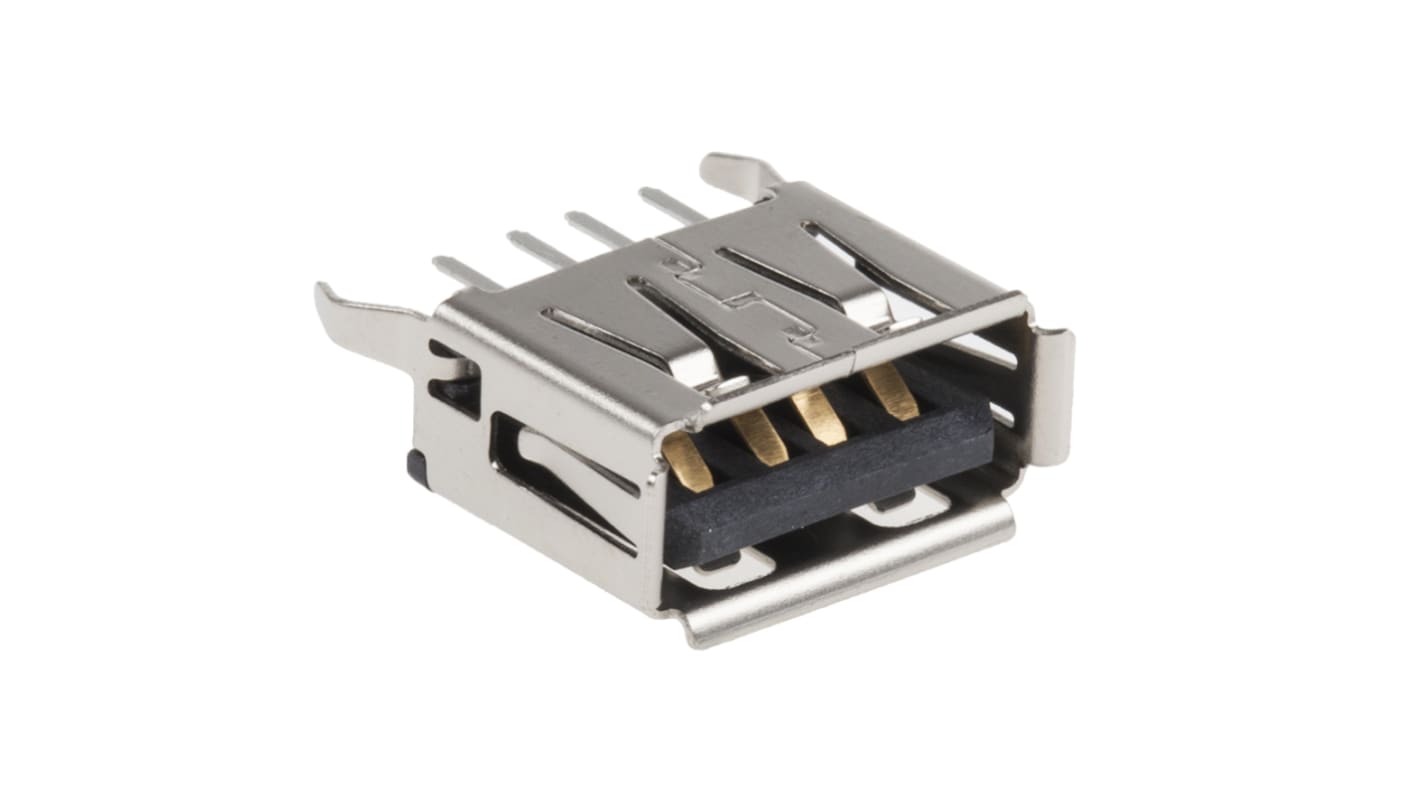 Conector USB Molex 105057-0001, Hembra, , 1 puerto puertos, Recta, Orificio Pasante, Versión 2.0, 30,0 V, 1.5A 105057