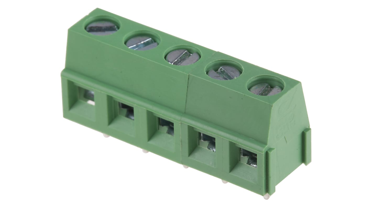 RS PRO PCB Terminal Block, 5-Contact, 5mm Pitch, Through Hole Mount, 1-Row, Screw Termination