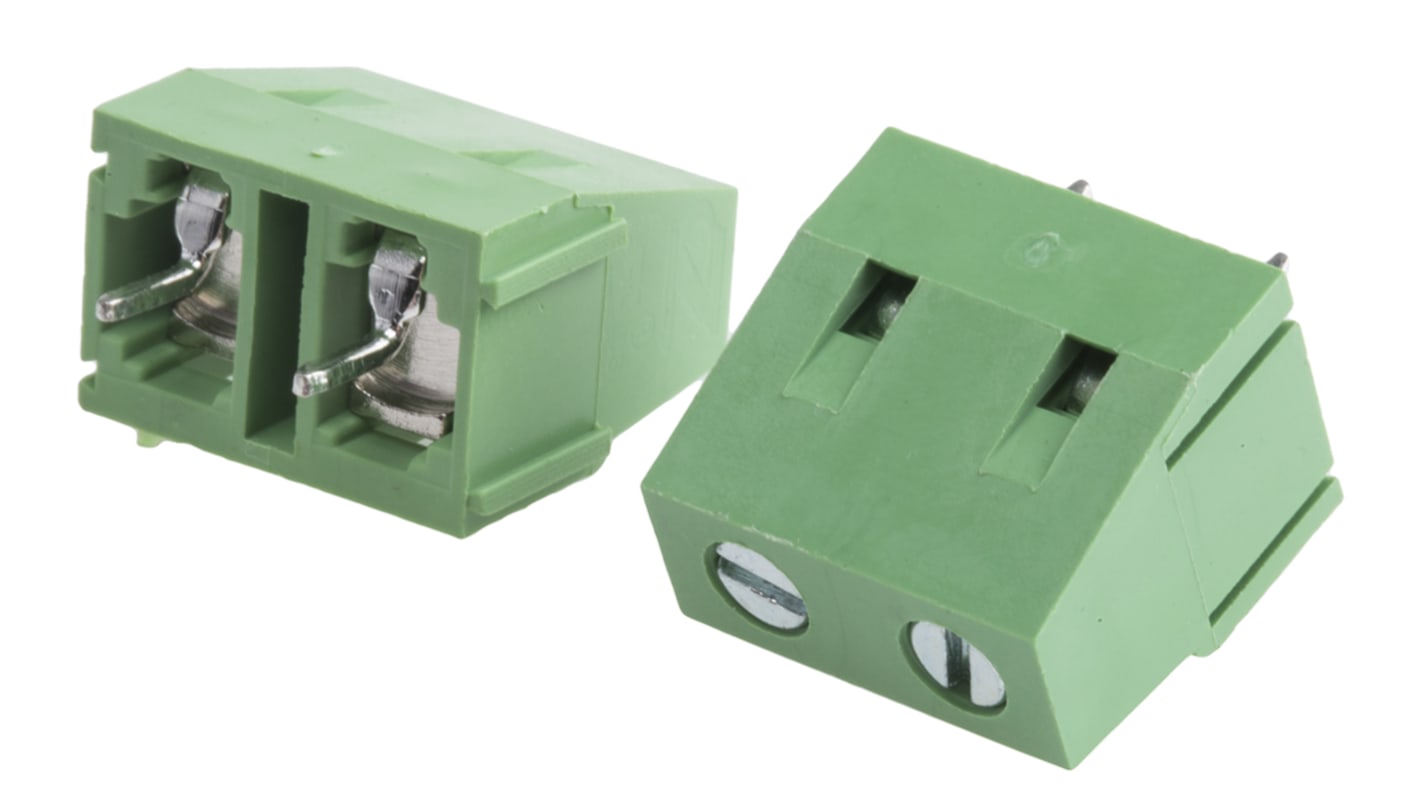 RS PRO PCB Terminal Block, 2-Contact, 7.5mm Pitch, Through Hole Mount, 1-Row, Screw Termination