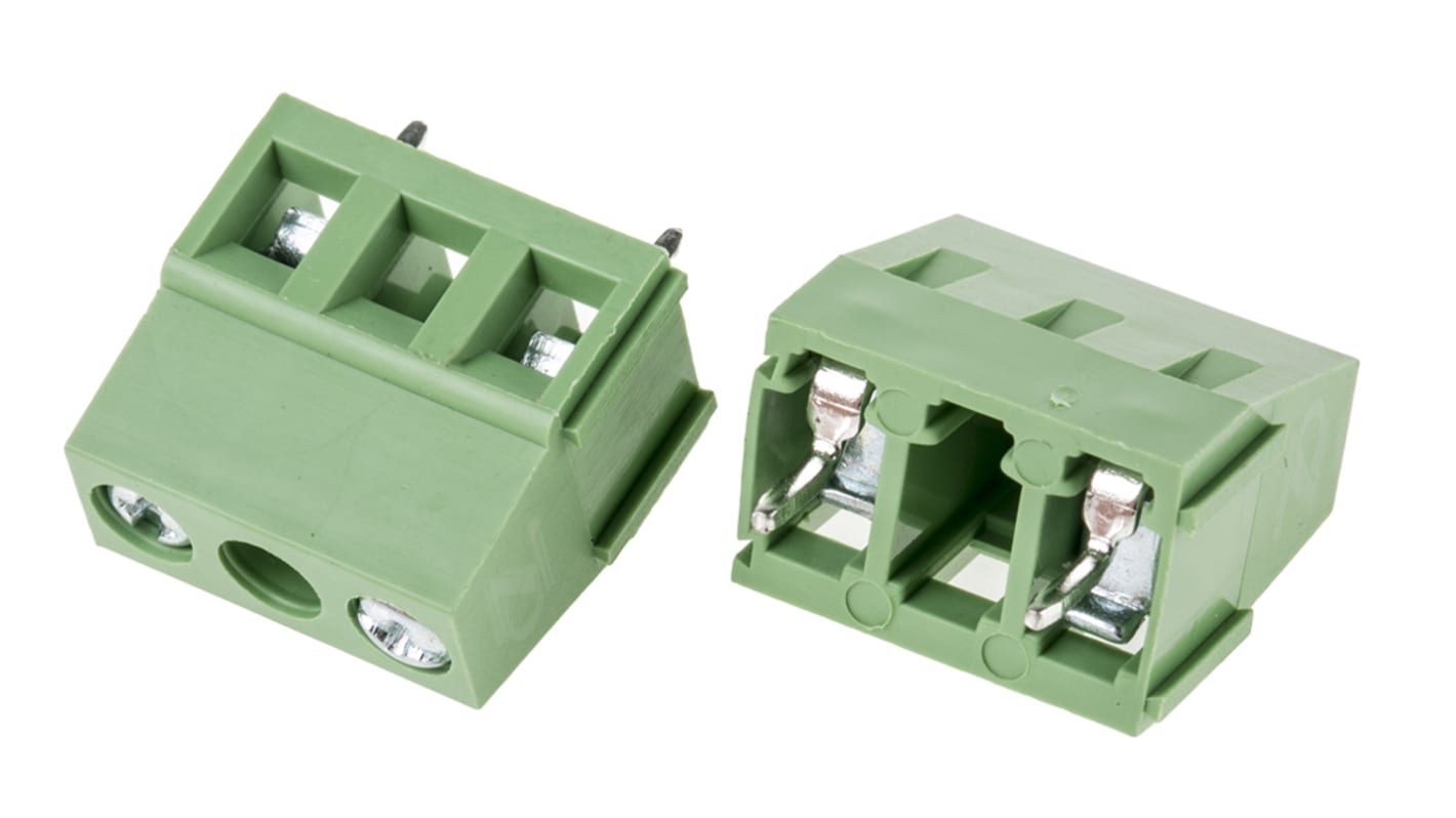 RS PRO PCB Terminal Block, 2-Contact, 10mm Pitch, Through Hole Mount, 1-Row, Screw Termination