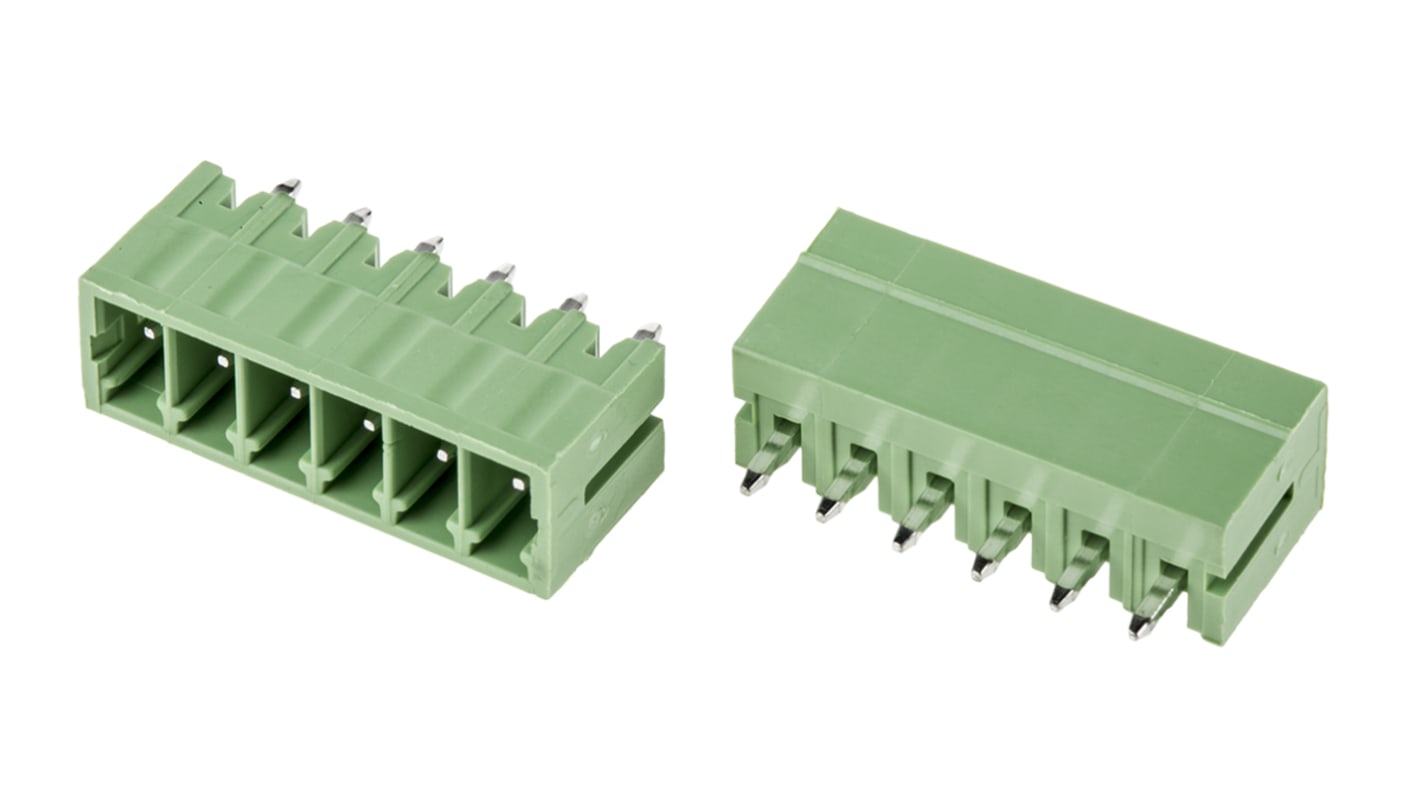 RS PRO 3.5mm Pitch 6 Way Pluggable Terminal Block, Header, Through Hole, Solder Termination