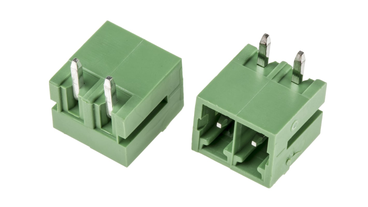 RS PRO 3.81mm Pitch 2 Way Right Angle Pluggable Terminal Block, Header, Through Hole, Solder Termination