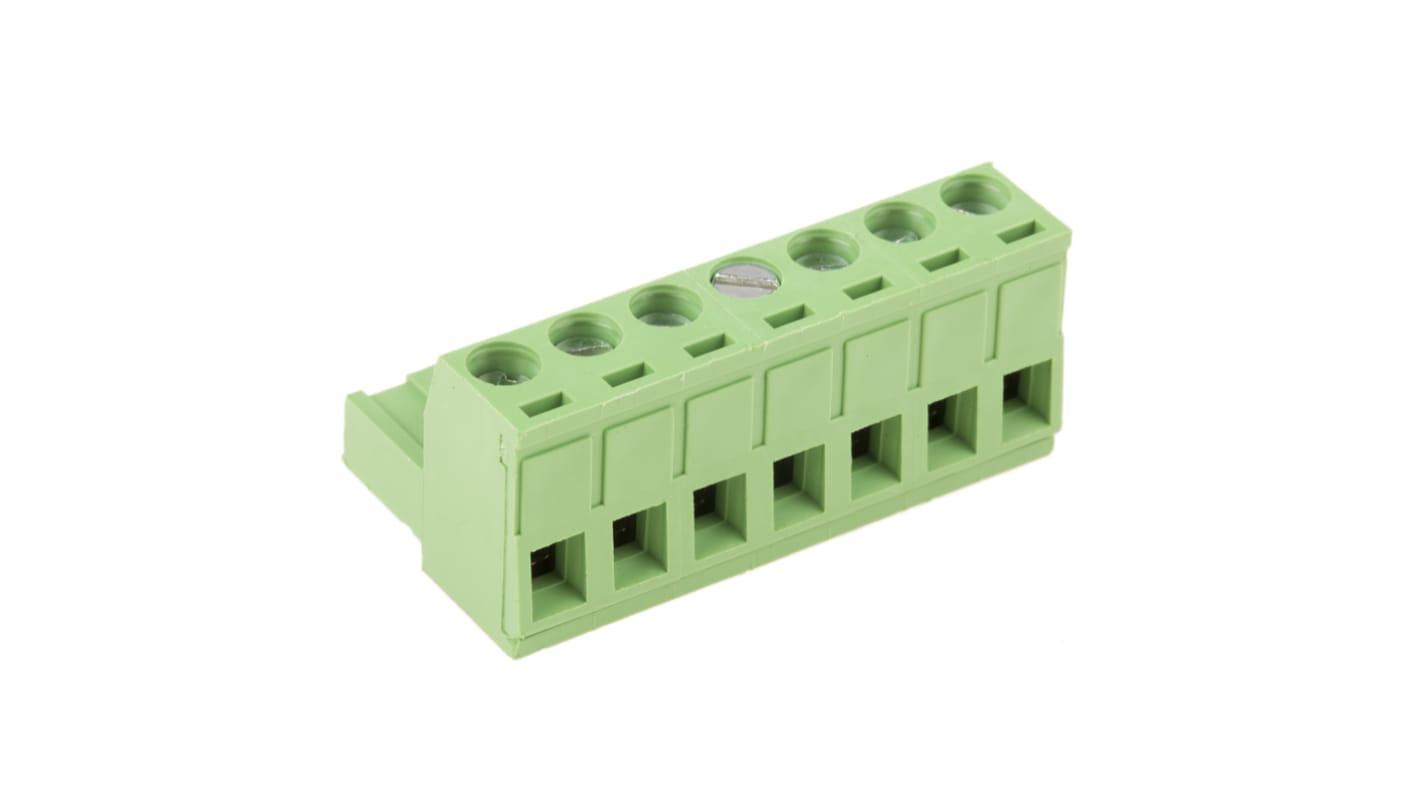 RS PRO 5.08mm Pitch 7 Way Right Angle Pluggable Terminal Block, Plug