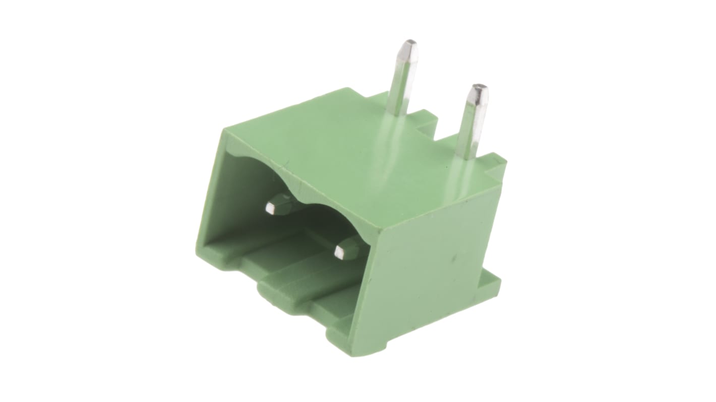 RS PRO 5.08mm Pitch 2 Way Right Angle Pluggable Terminal Block, Header, Through Hole, Solder Termination