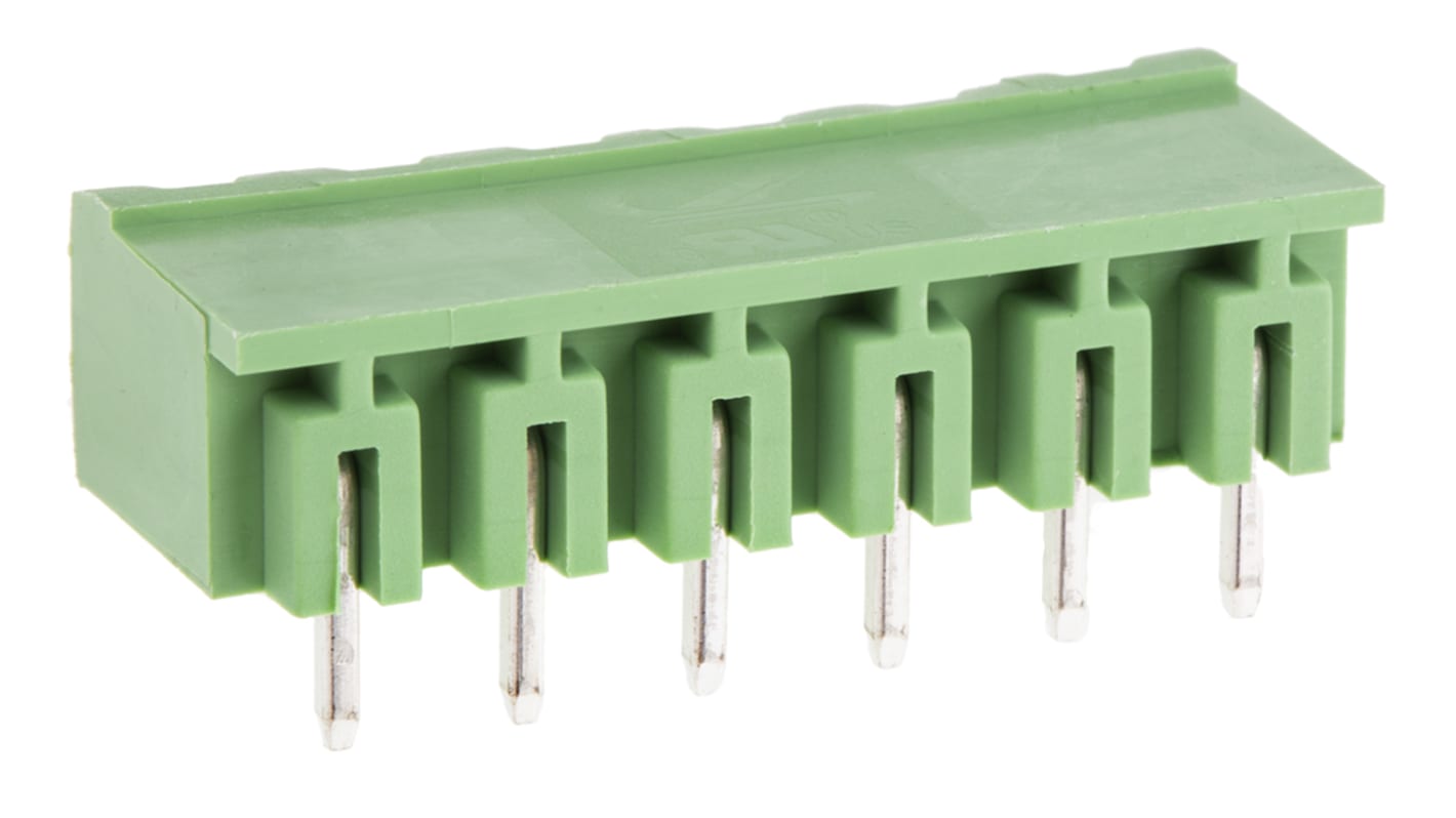 RS PRO 5.08mm Pitch 6 Way Right Angle Pluggable Terminal Block, Header, Through Hole, Solder Termination