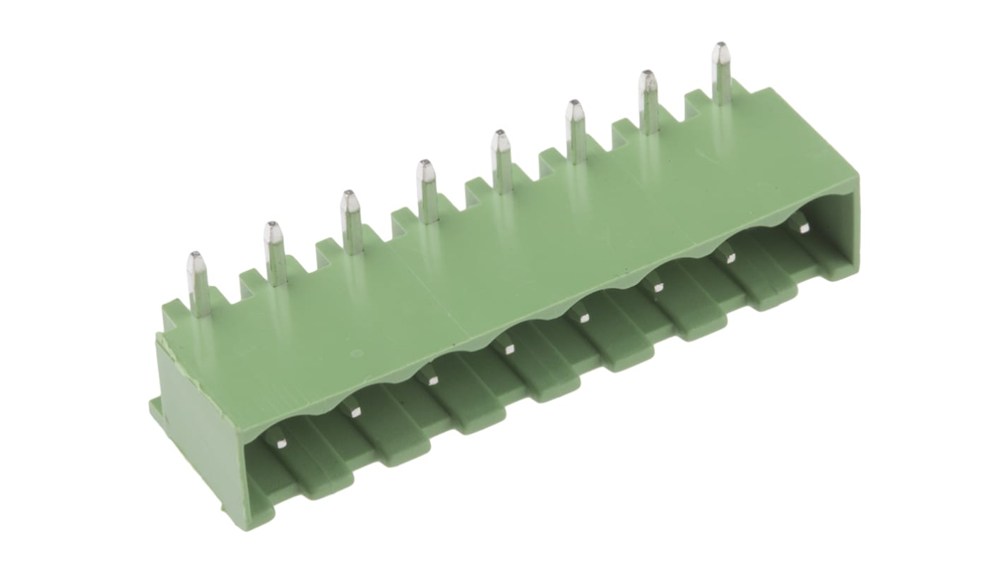 RS PRO 5.08mm Pitch 8 Way Right Angle Pluggable Terminal Block, Header, Through Hole, Solder Termination