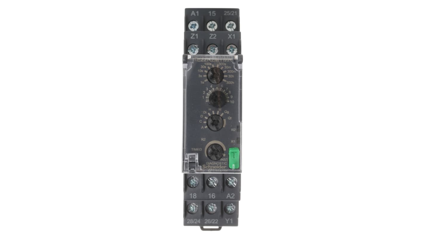 Timer Relay Schneider Electric, intervallo 0.05 → 1s, 2 poli, DPDT, Guida DIN