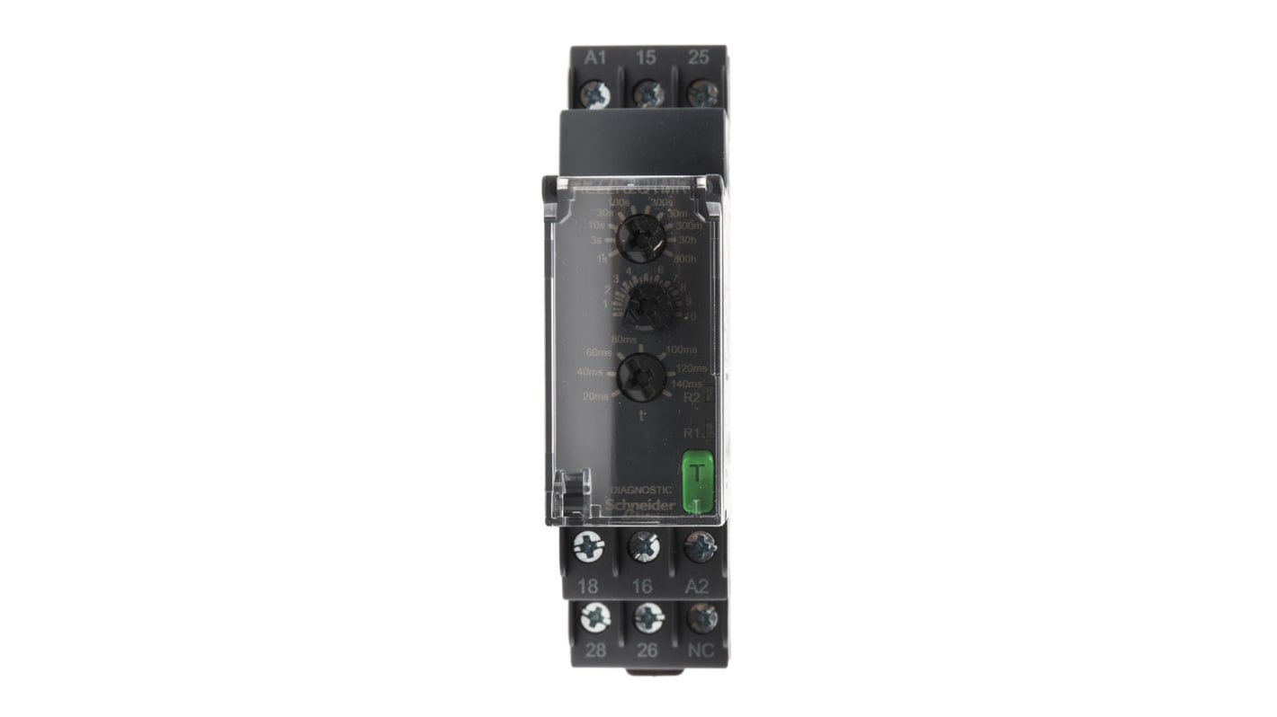 Schneider Electric Harmony Time Series DIN Rail Mount Timer Relay, 24 → 240V ac/dc, 2-Contact, 0.05 → 1s,