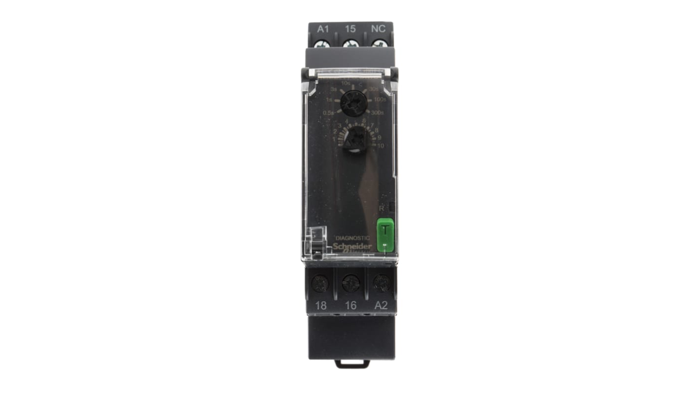 Timer Relay Schneider Electric, intervallo 0.05 → 300s, 1 poli, SPDT, Guida DIN