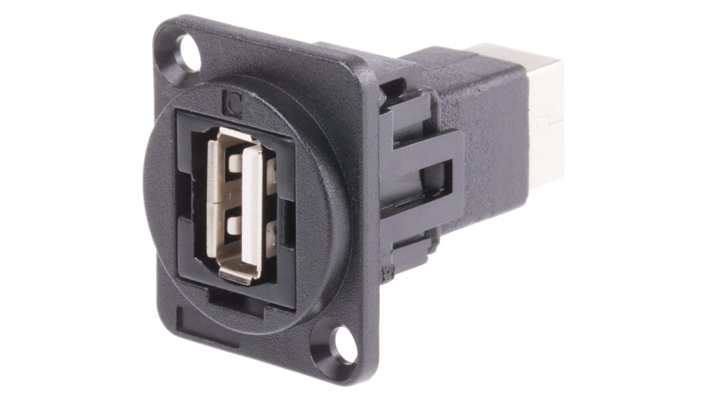 RS PRO Straight, Panel Mount, Socket Type A to B 2.0 USB Connector