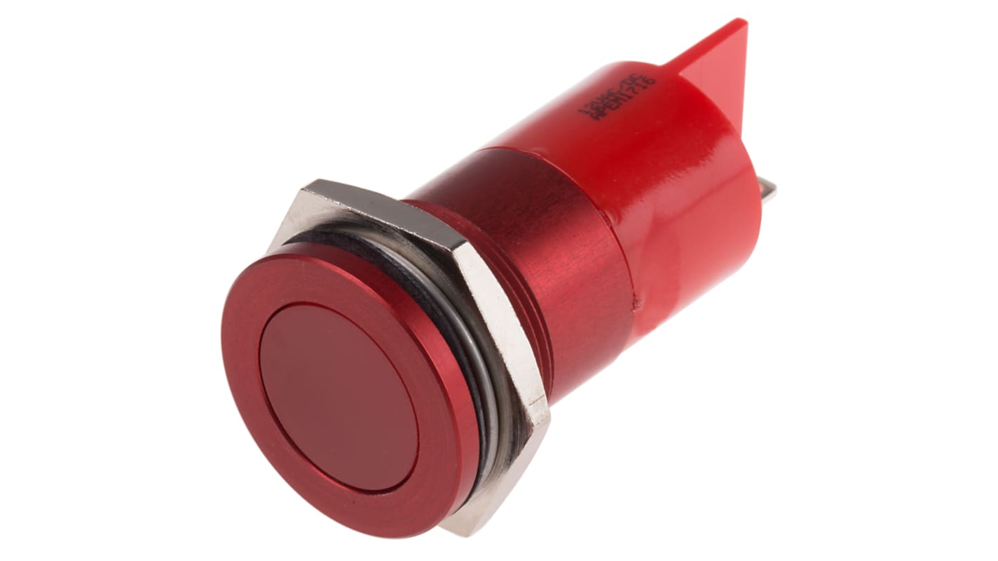 Indicatore da pannello RS PRO Rosso  a LED, 12V, IP67, A filo, foro da 22mm