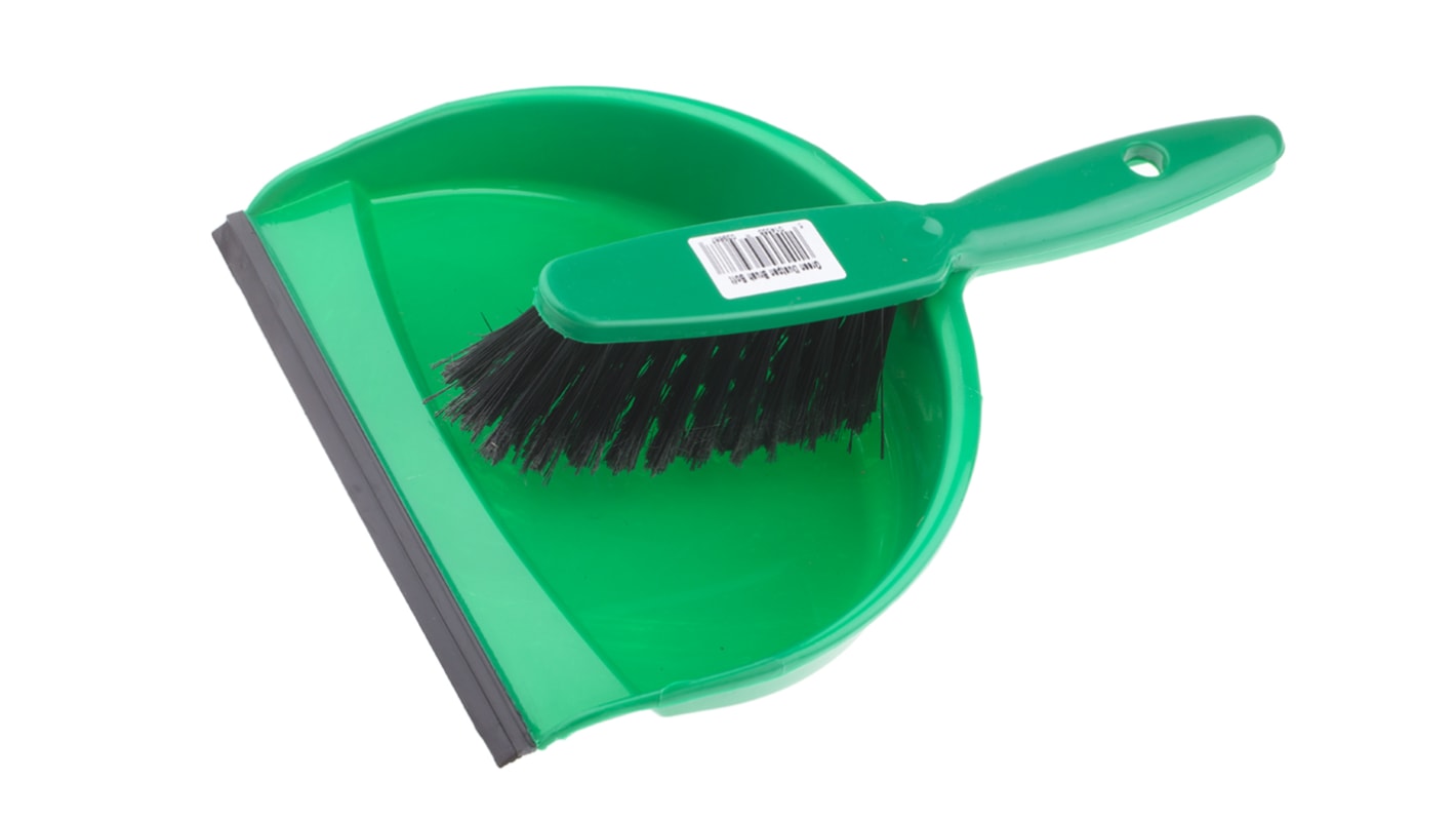 RS PRO Green Dustpan & Brush for Cleaning with brush included