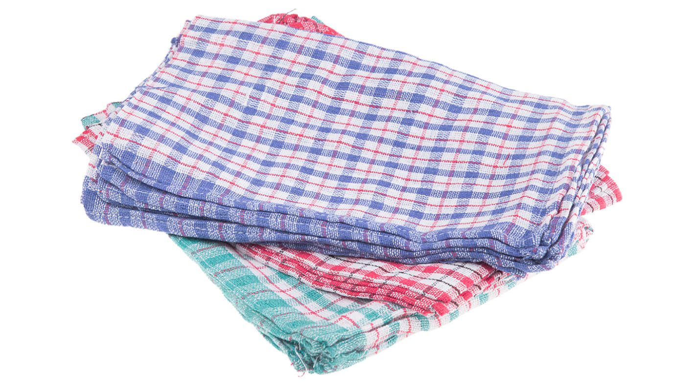 RS PRO Multi Colour Polyester Cloths for Cleaning, Drying, Dry Use, Pack of 10, 635 x 420mm, Repeat Use